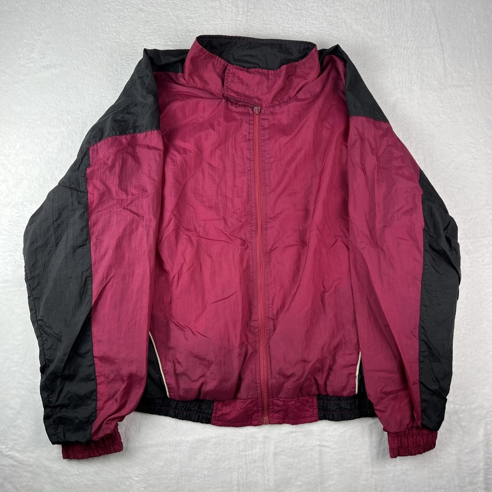 Vintage 90's Voit Windbreaker Jacket Mens XL Burgundy Black Colorblock Full Zip